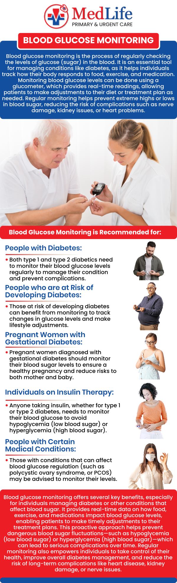 Common questions asked by patients: What is a blood glucose test, and what does it measure? When should you have your blood glucose levels checked? What can cause blood glucose levels to become too high or too low? How should you prepare for a blood glucose test? For more information, contact us or request an appointment online. We are conveniently located at 4038 Winder Hwy, Flowery Branch, GA 30542. We serve patients from Flowery Branch GA, Oakwood GA, Gainesville GA, Braselton GA, Buford GA, Sugar Hill GA, and surrounding areas.