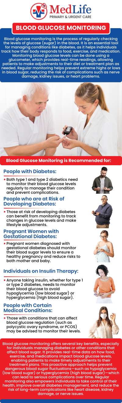 Common questions asked by patients: What is a blood glucose test, and what does it measure? When should you have your blood glucose levels checked? What can cause blood glucose levels to become too high or too low? How should you prepare for a blood glucose test? For more information, contact us or request an appointment online. We are conveniently located at 4038 Winder Hwy, Flowery Branch, GA 30542. We serve patients from Flowery Branch GA, Oakwood GA, Gainesville GA, Braselton GA, Buford GA, Sugar Hill GA, and surrounding areas.