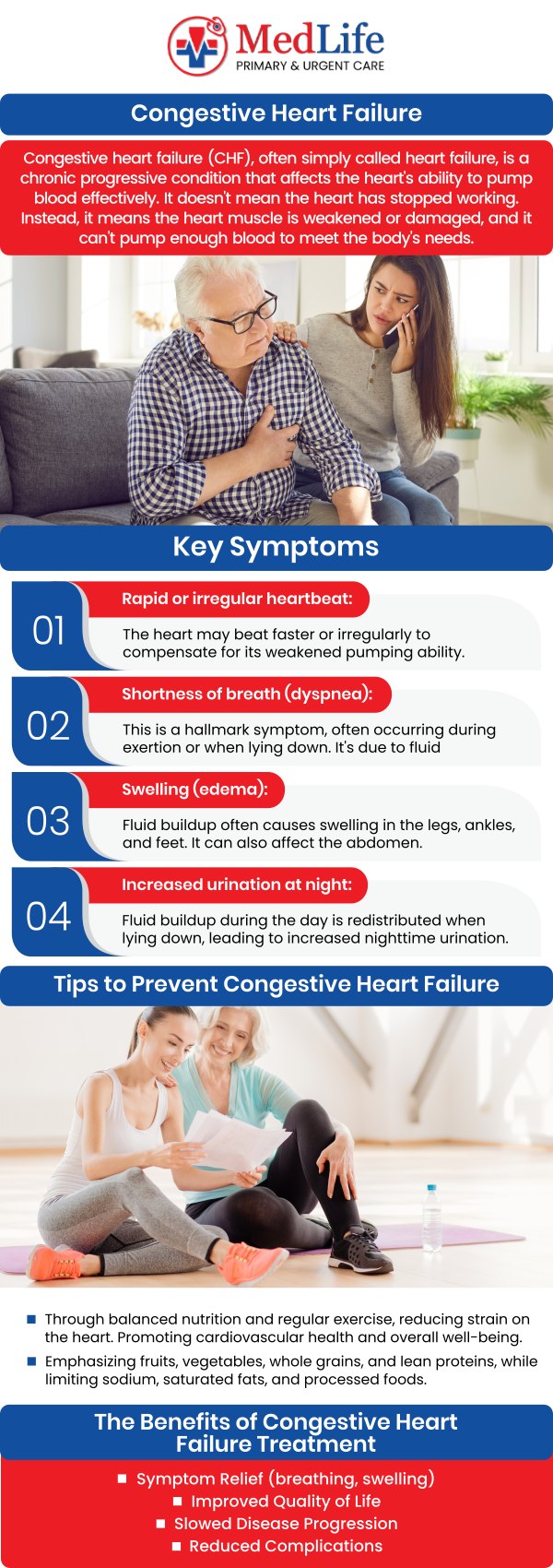 Common questions asked by patients: What is congestive heart failure (CHF), and how does it affect the heart? What are the common symptoms of congestive heart failure (CHF)? What causes congestive heart failure (CHF) to develop? How is congestive heart failure (CHF) diagnosed? For more information, contact us or request an appointment online. We are conveniently located at 2129 Friendship Rd Buford, GA 30519. We serve patients from Buford GA, Mulberry GA, Sugar Hill GA, Dacula GA, Suwanee GA, Lawrenceville GA, Gainesville GA, and surrounding areas.