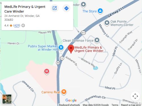Directions From Your Location to MedLife Primary and Urgent Care in Winder, GA